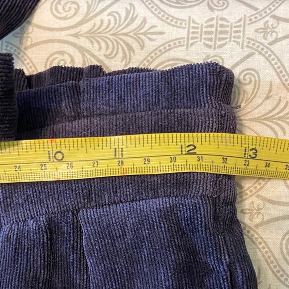 Everly navy blue corduroy small cropped wide leg Pants paper bag pleated - Picture 10 of 11